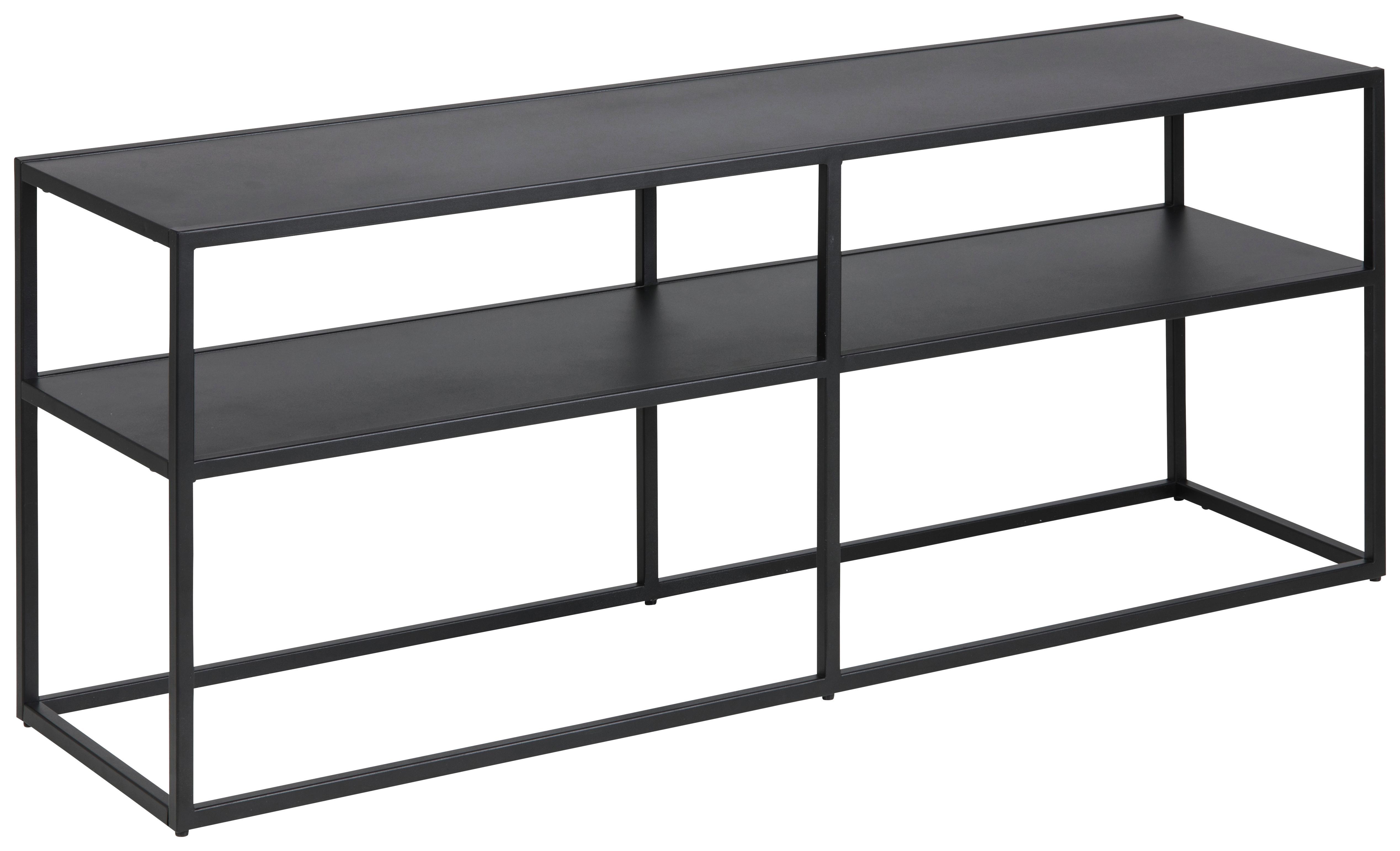Schwarzes TV Element aus Metall TV Regal im Industrial Stil aus schwarzem Metall und
