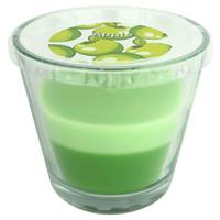 Kerze im Glas Hermine - Jadegrün/Hellgrün, KONVENTIONELL, Glas/Naturmaterialien (9/8,2cm) - Ondega