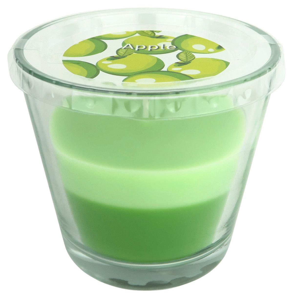 Kerze im Glas Hermine - Jadegrün/Hellgrün, KONVENTIONELL, Glas/Naturmaterialien (9/8,2cm) - Ondega