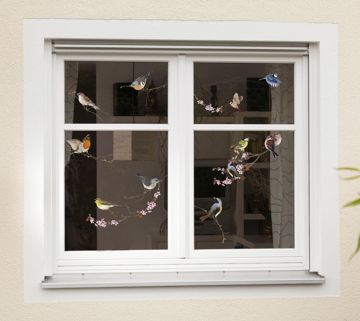 Fensterbild Birds - Multicolor, Natur, Kunststoff (31/31cm)