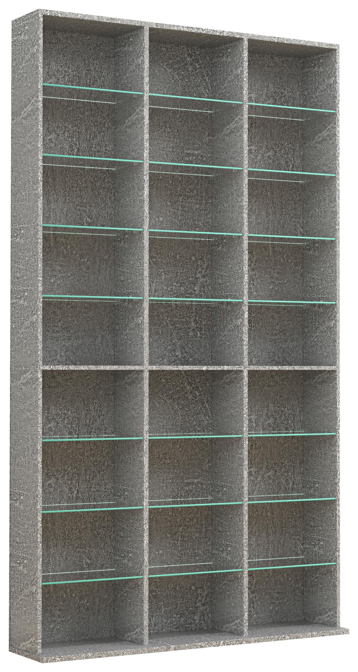 Regal Zilas Grau B: 102 cm - Grau, Design, Glas/Holzwerkstoff (102/181/23cm) - MID.YOU