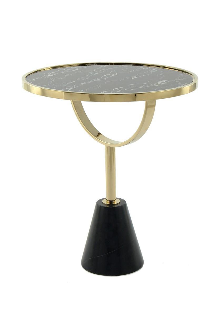 PRÍRUČNÝ STOLÍK OSCAR 100SCHWARZ - čierna/zlatá, Design, kov/kameň (46/54/46cm) - Kayoom