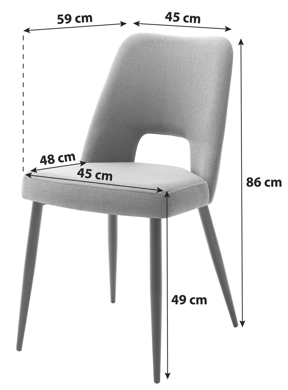 Polsterstuhl Medan Grau - Schwarz/Grau, MODERN, Textil/Metall (45/86/59cm) - MID.YOU