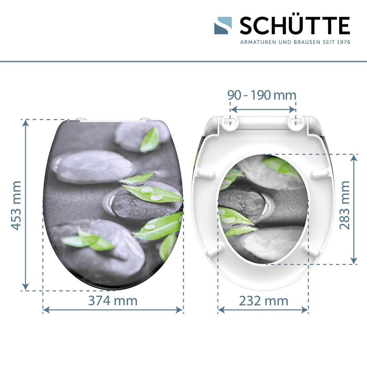 WC-Sitz Grau/Grün Naturmotiv B: 45 cm - Grau/Grün, Design, Kunststoff (45/5,5/37,5cm) - Schütte