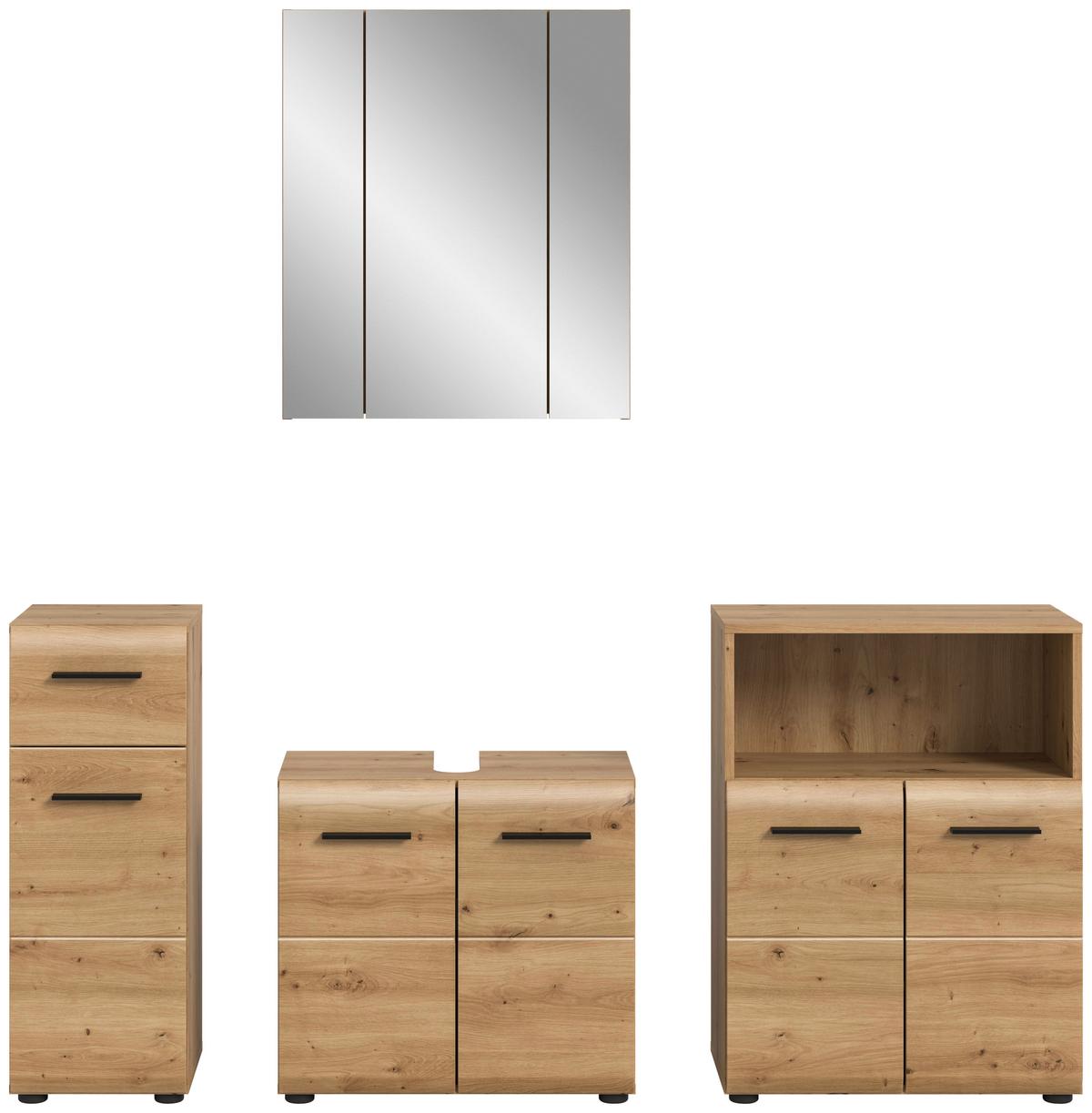 Badezimmer Ice Eiche Artisan Dekor B: 150cm - Schwarz/Eiche Artisan, Basics, Holzwerkstoff (150cm) - MID.YOU
