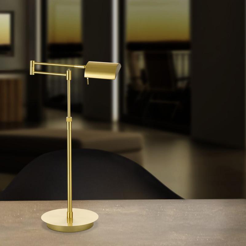 LED-Tischleuchte 50290/1-01 - Messingfarben, Design, Kunststoff/Metall (20/40-60cm) - Hell