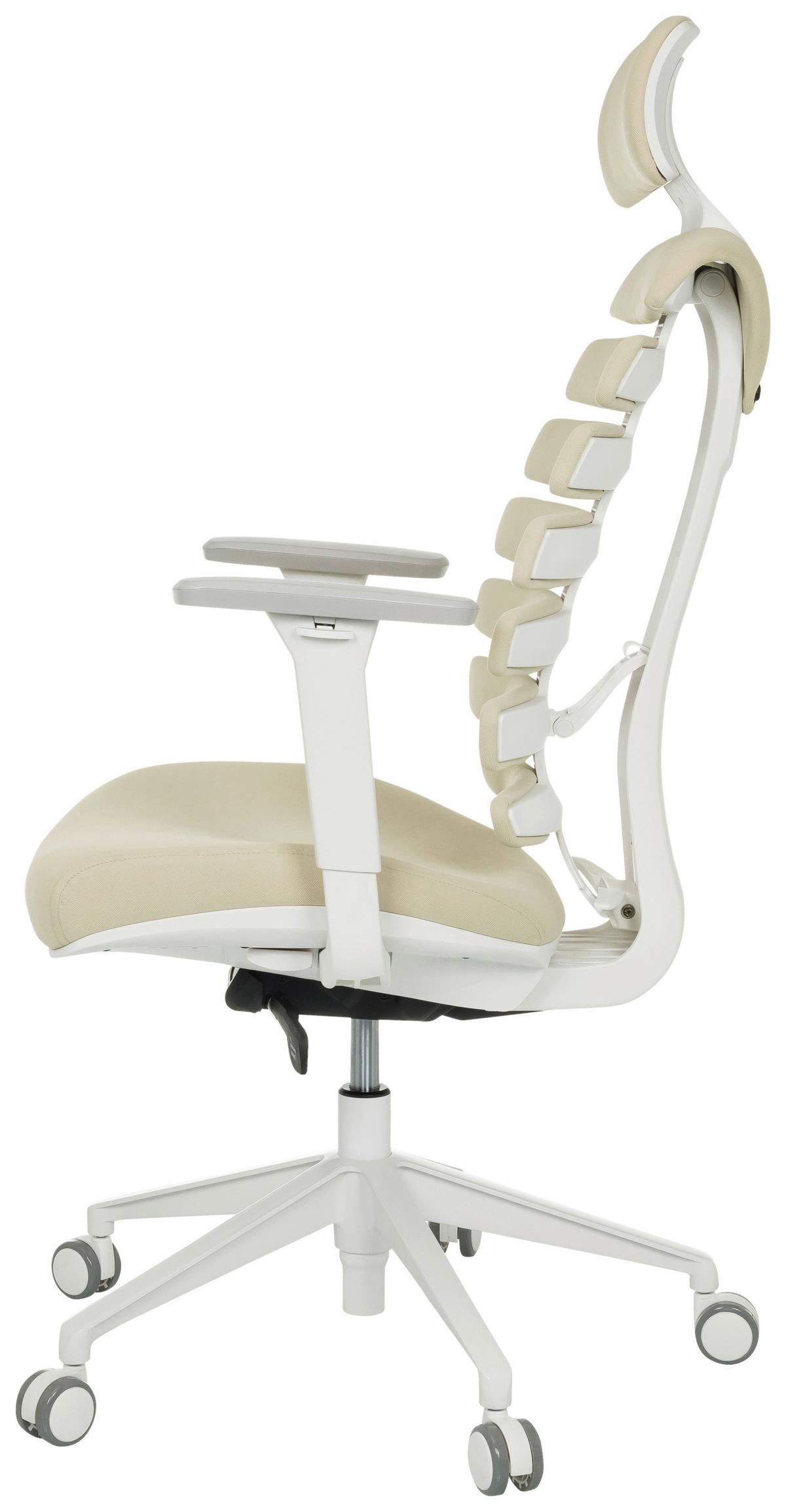 Drehstuhl Ergo Line W Beige B: 67 Cm - Beige/Weiß, MODERN, Kunststoff/Textil (67/116 - 133/65cm) - MID.YOU