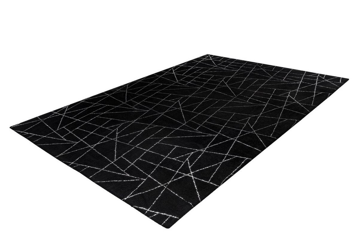 Teppich Bijou Schwarz/Silberfarben, 80x150cm - Silberfarben/Schwarz, KONVENTIONELL, Textil (80/150cm)