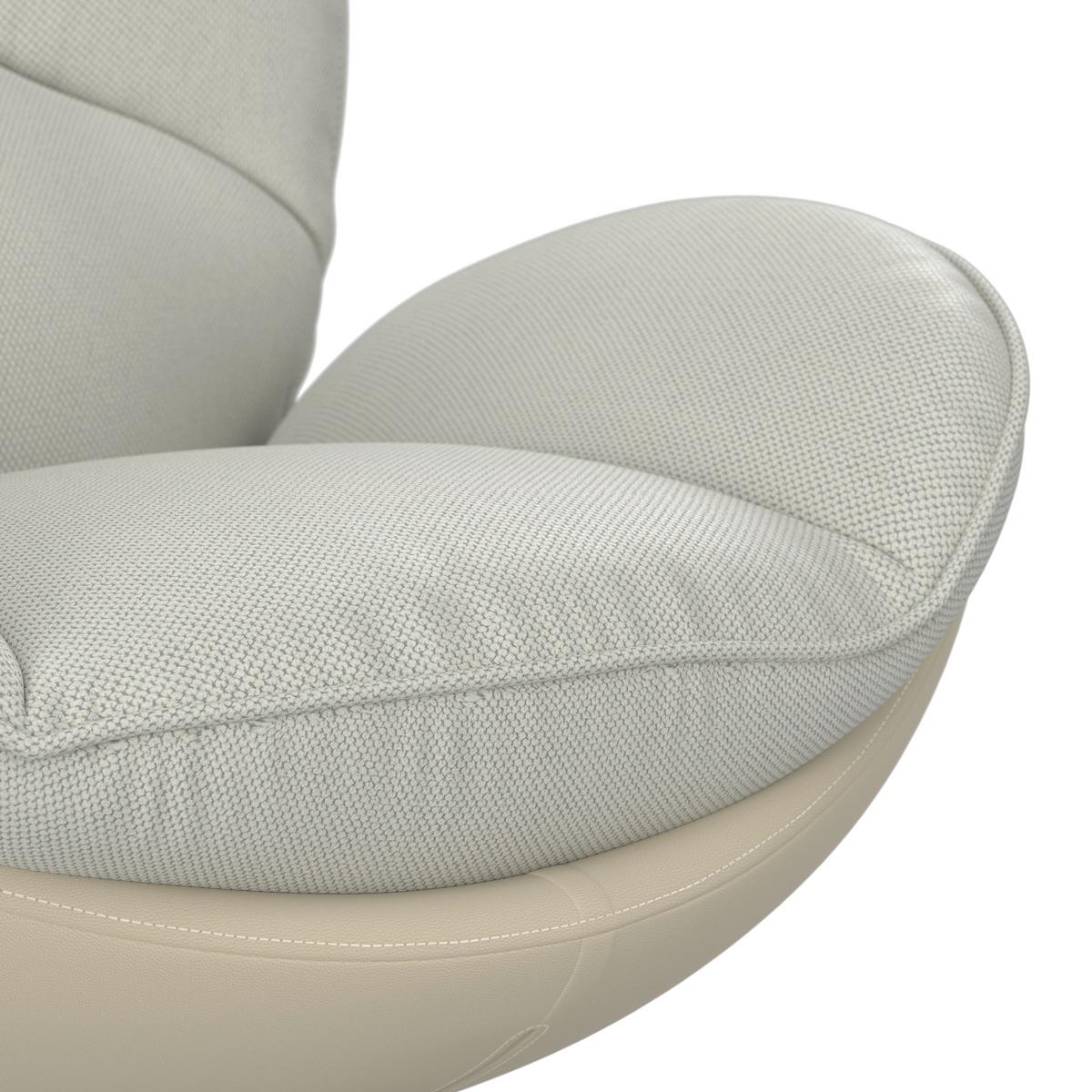 Relaxační křeslo INA, bílá,béžová, vzhled kůže - bílá/černá, Moderní, kov/textil (98/86/105cm) - Bessagi Home