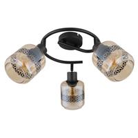 Strahler 3-Flammig verstellbar Ø 25 cm - Schwarz, Design, Glas/Metall (25/25cm) - Globo