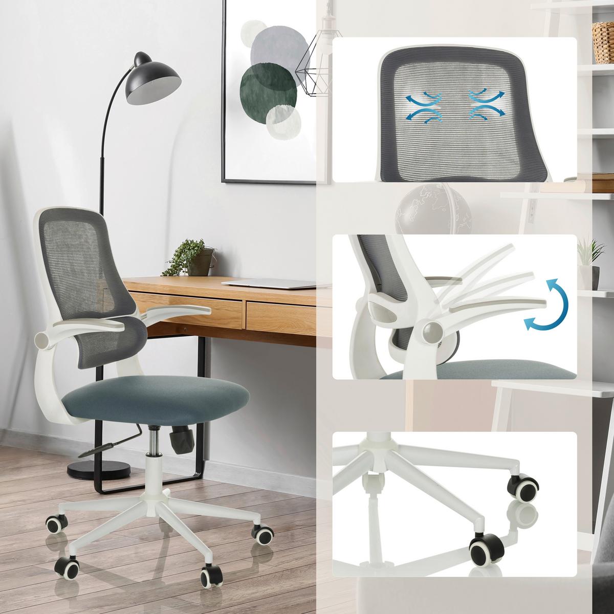 Drehstuhl Miko W Eco Grau B: 57 Cm - Weiß/Grau, MODERN, Kunststoff/Textil (57/92 - 102/53cm) - MID.YOU