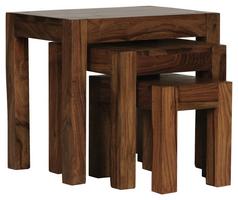 0850000403 - MID.YOU Beistelltisch Echtholz 3er-Set Mumbai, Sheeshamholz Beistelltisch quadratisch Mumbai aus Sheesamholz 3er-Set