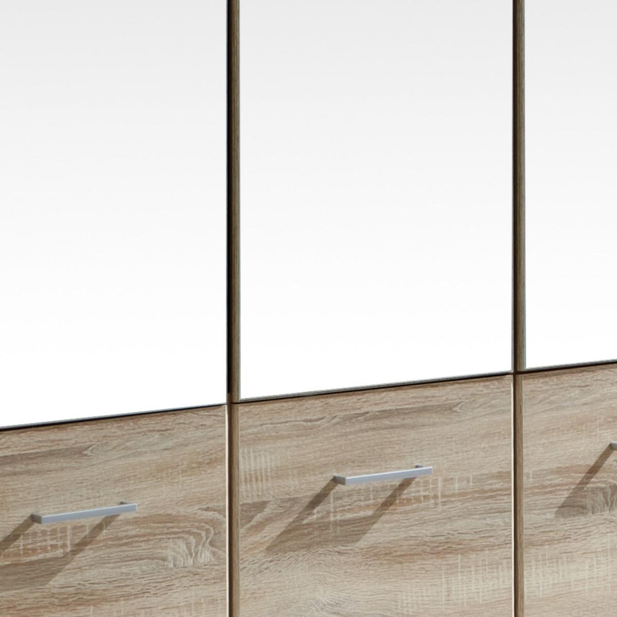Drehtürenschrank Mit Spiegel 135cm Imago, Sägerau Dekor - Eichefarben, KONVENTIONELL, Glas/Holzwerkstoff (135/199,5/58cm) - MID.YOU