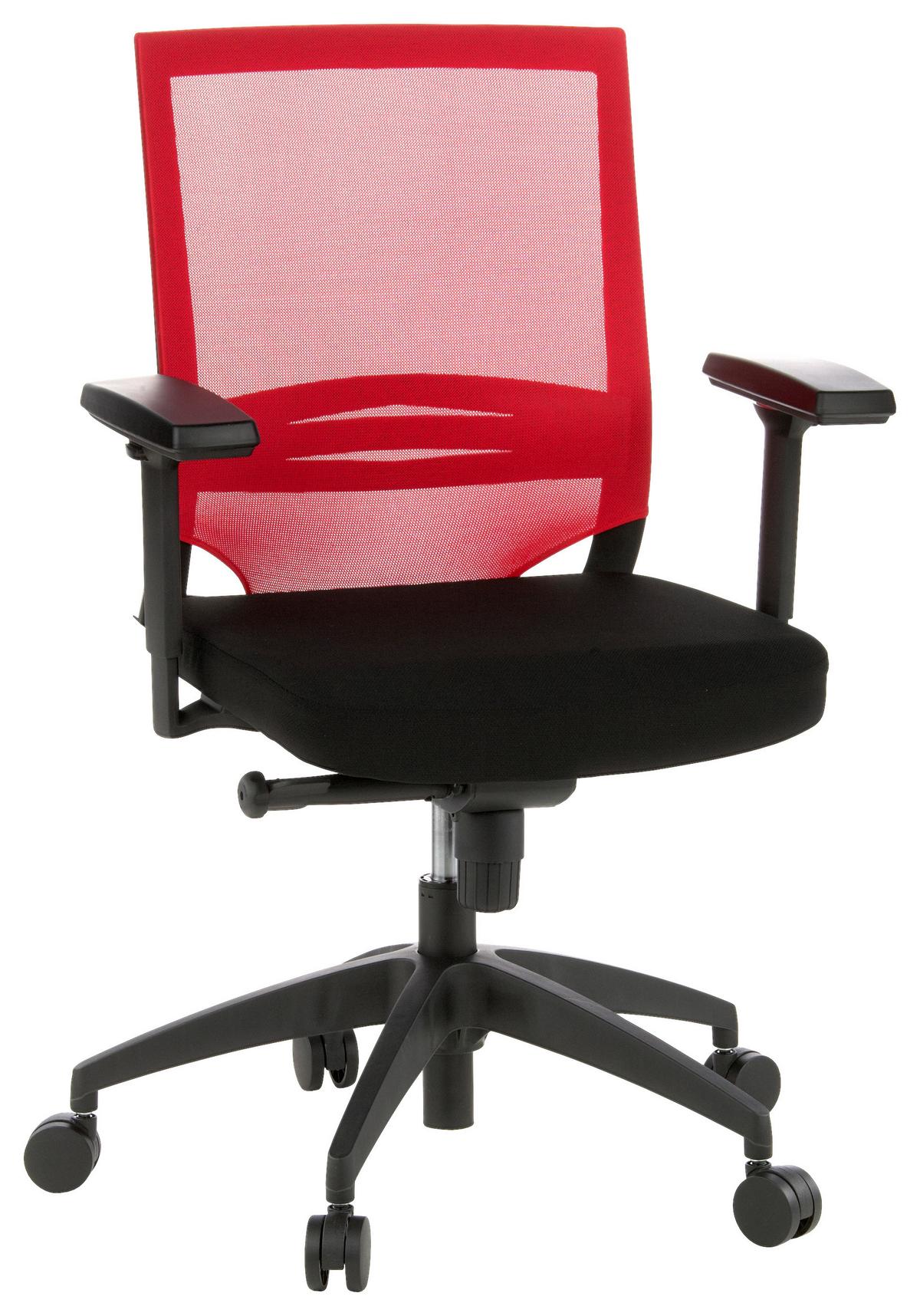 Drehstuhl Porto Base Rot/Schwarz - Rot/Schwarz, MODERN, Kunststoff/Textil (59/108/44cm) - MID.YOU