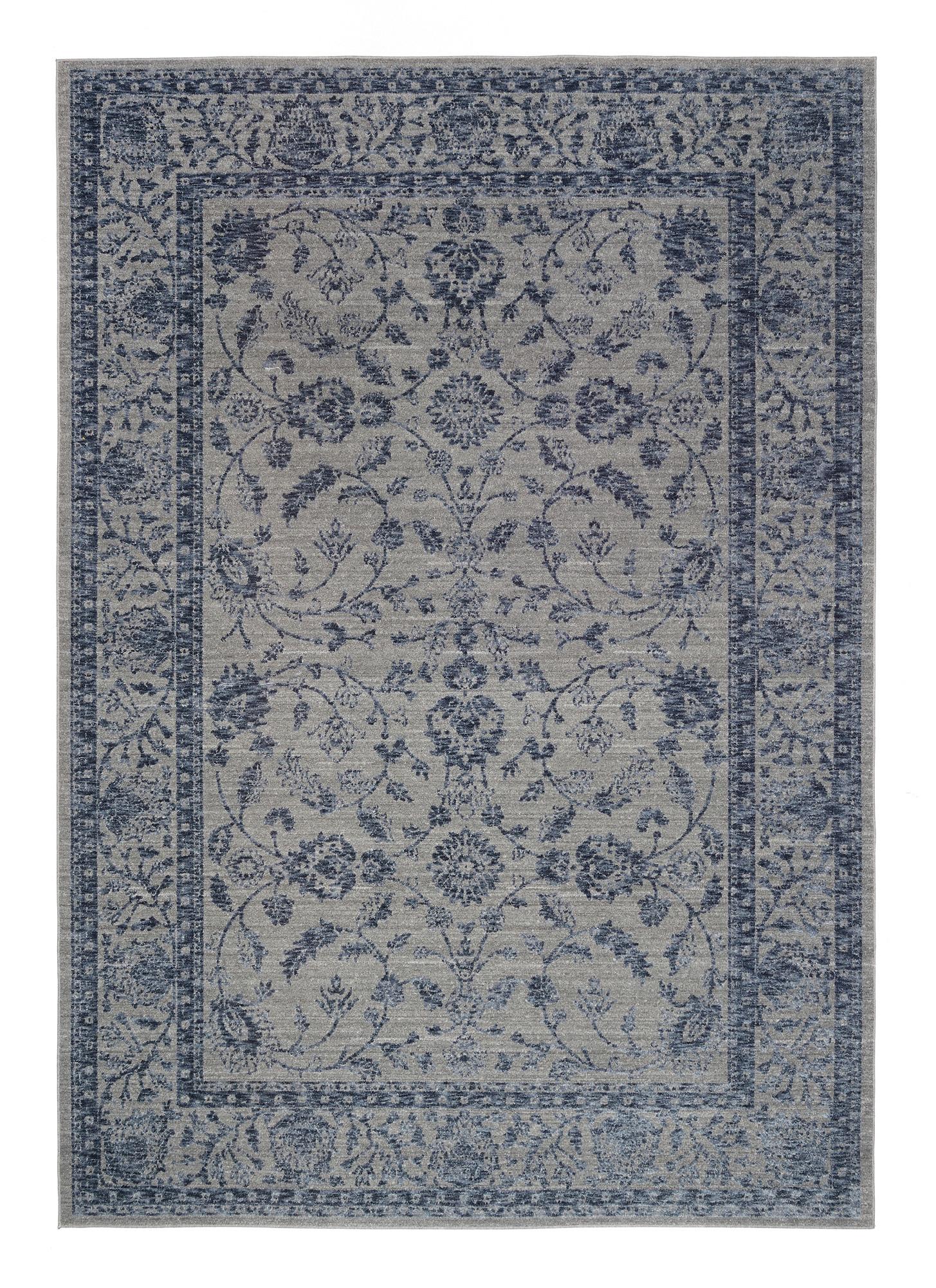 Webteppich Denver - Blau/Dunkelgrau, Design, Textil (65/130cm) - Musterring