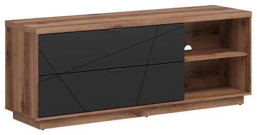 Lowboard Forn TV Stand - Eichefarben/Schwarz, Design, Holzwerkstoff (156/61/42,5cm)