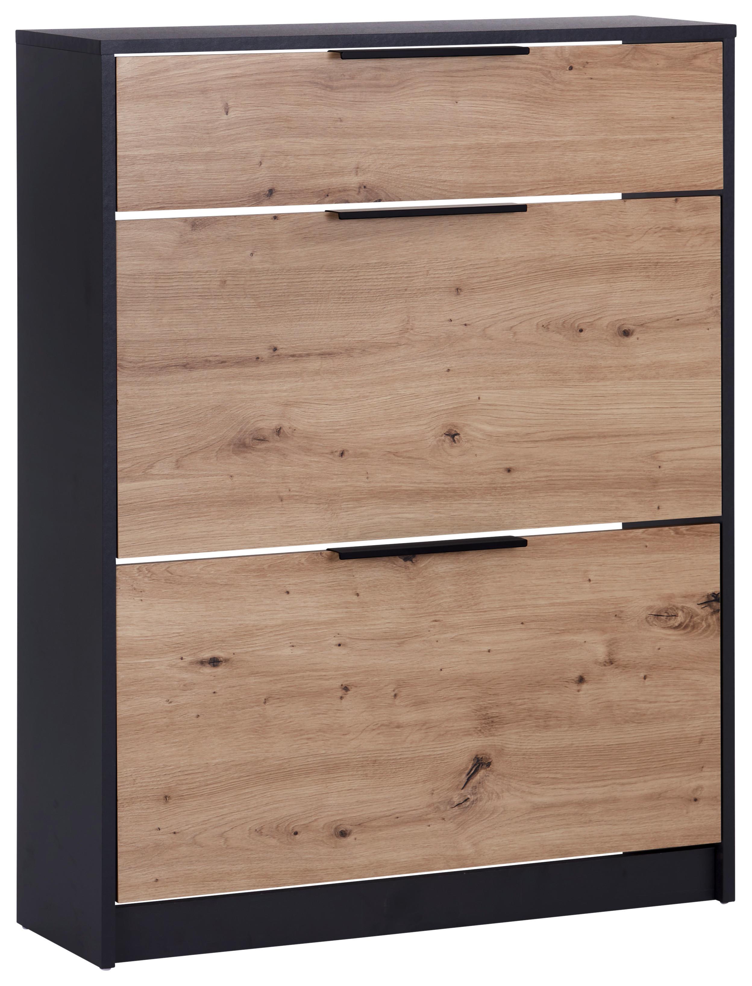 Schuhkipper Anna 2 Klappen Eiche Dekor/Anthrazit B: 79 cm - Eichefarben/Anthrazit, MODERN, Holzwerkstoff (79/103,4/25cm)