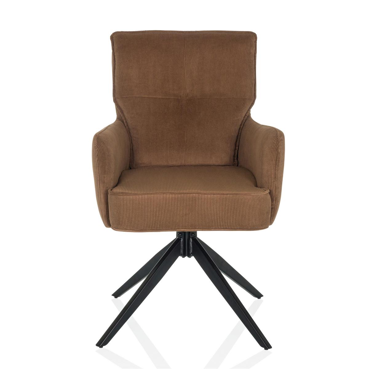 Armlehnstuhl Tarugo Braun B: 58 Cm - Schwarz/Braun, MODERN, Textil/Metall (58/94/60cm) - MID.YOU