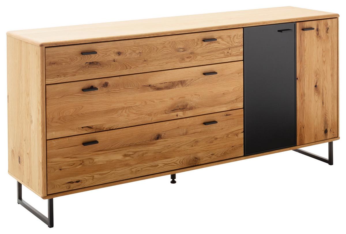 Sideboard Arezzo Wildeiche B: 179 cm - Wildeiche/Anthrazit, Design, Glas/Holz (179/85/44cm) - MID.YOU
