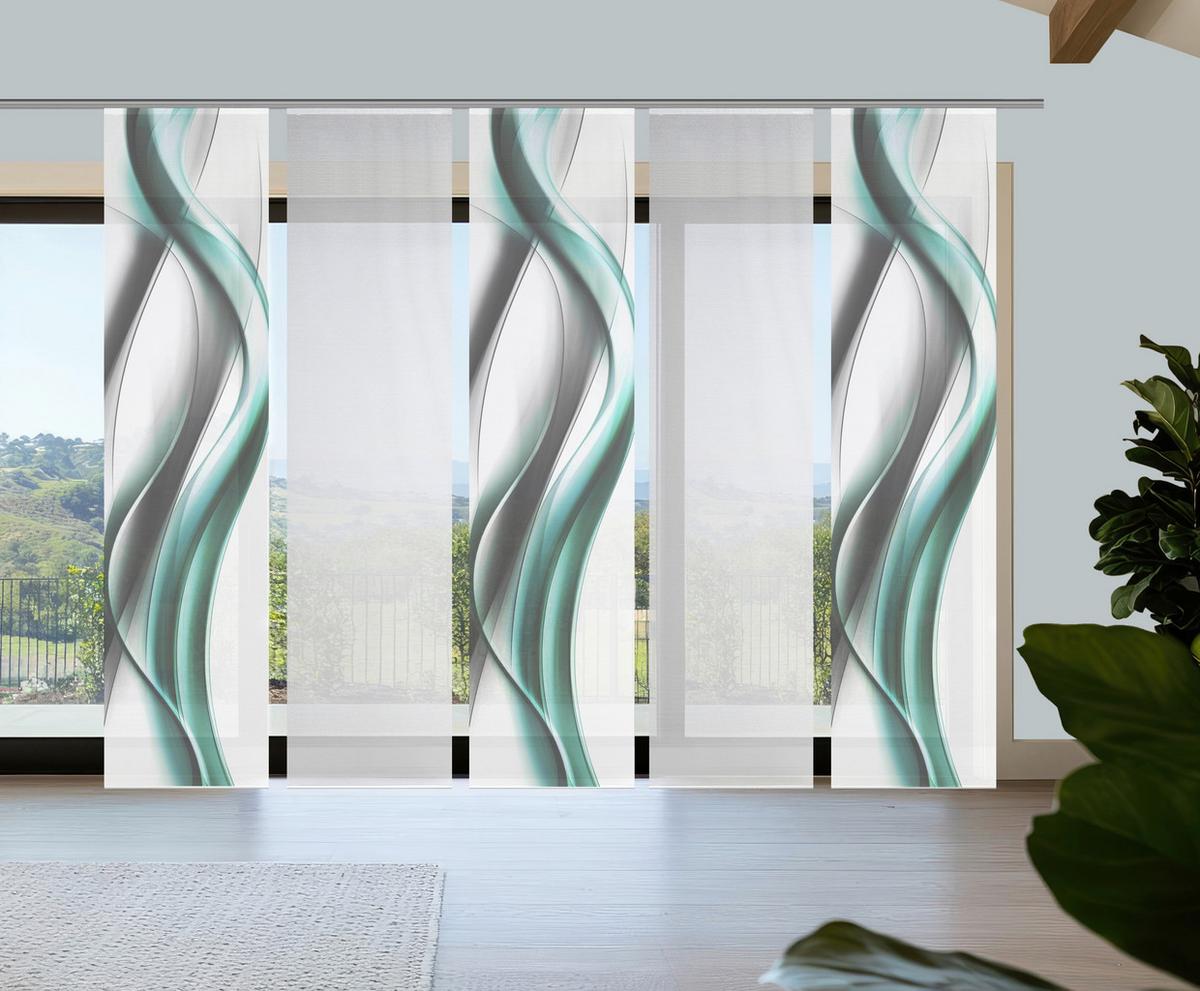 Flächenvorhang Cara 5er Set - Weiß/Grau, Design, Textil (60/260cm)