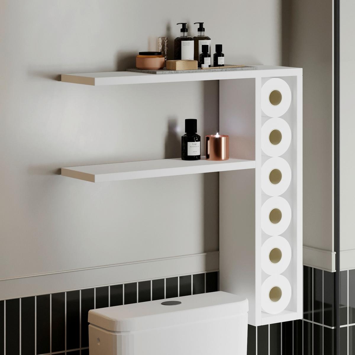 Wandregal Tiny Weiß B: 60 cm - Weiß, Design, Holzwerkstoff (60/62/15cm) - Livetastic