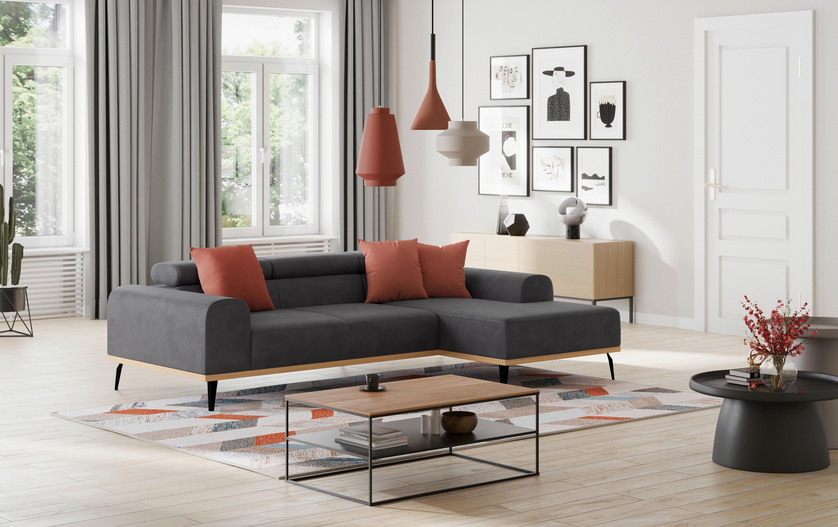 Ecksofa Schwarz Mit Sitzvorzug S: 244x157 cm - Schwarz, KONVENTIONELL, Textil (244/157cm) - Cotta