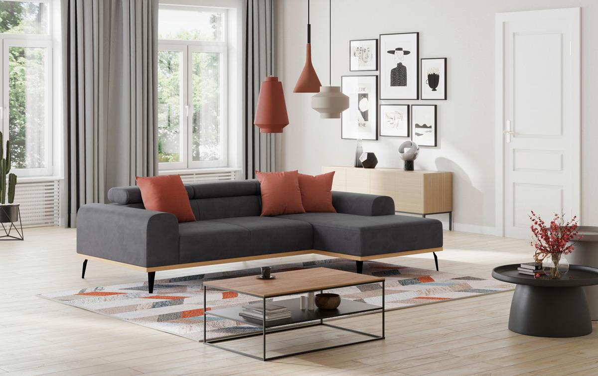 Ecksofa Schwarz Mit Sitzvorzug S: 244x157 cm - Schwarz, KONVENTIONELL, Textil (244/157cm) - Cotta