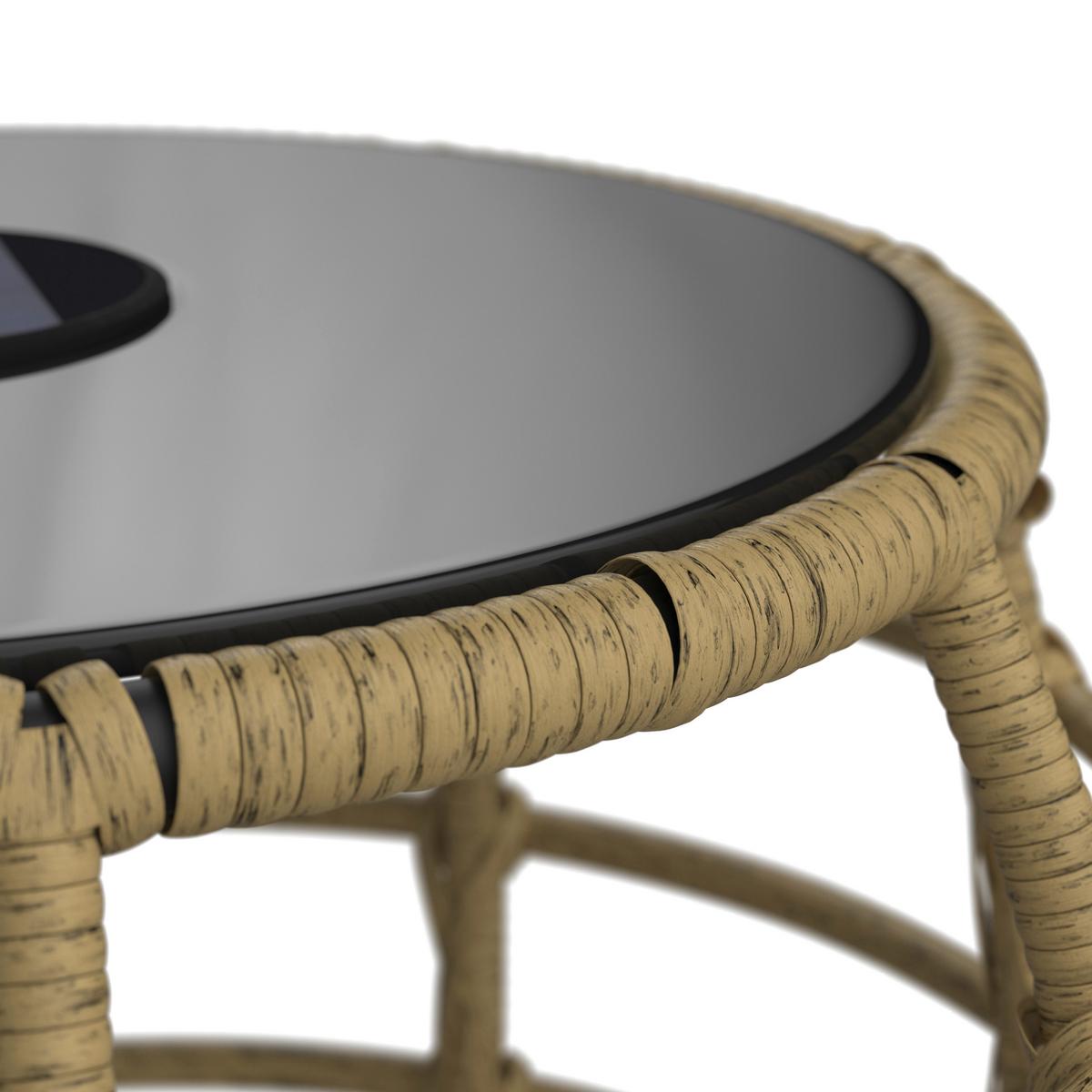 Balkonmöbel Set Sun Metall/ Kunststoff mit Kissen - Beige/Schwarz, MODERN, Glas/Kunststoff (56/72/66cm) - Beldano