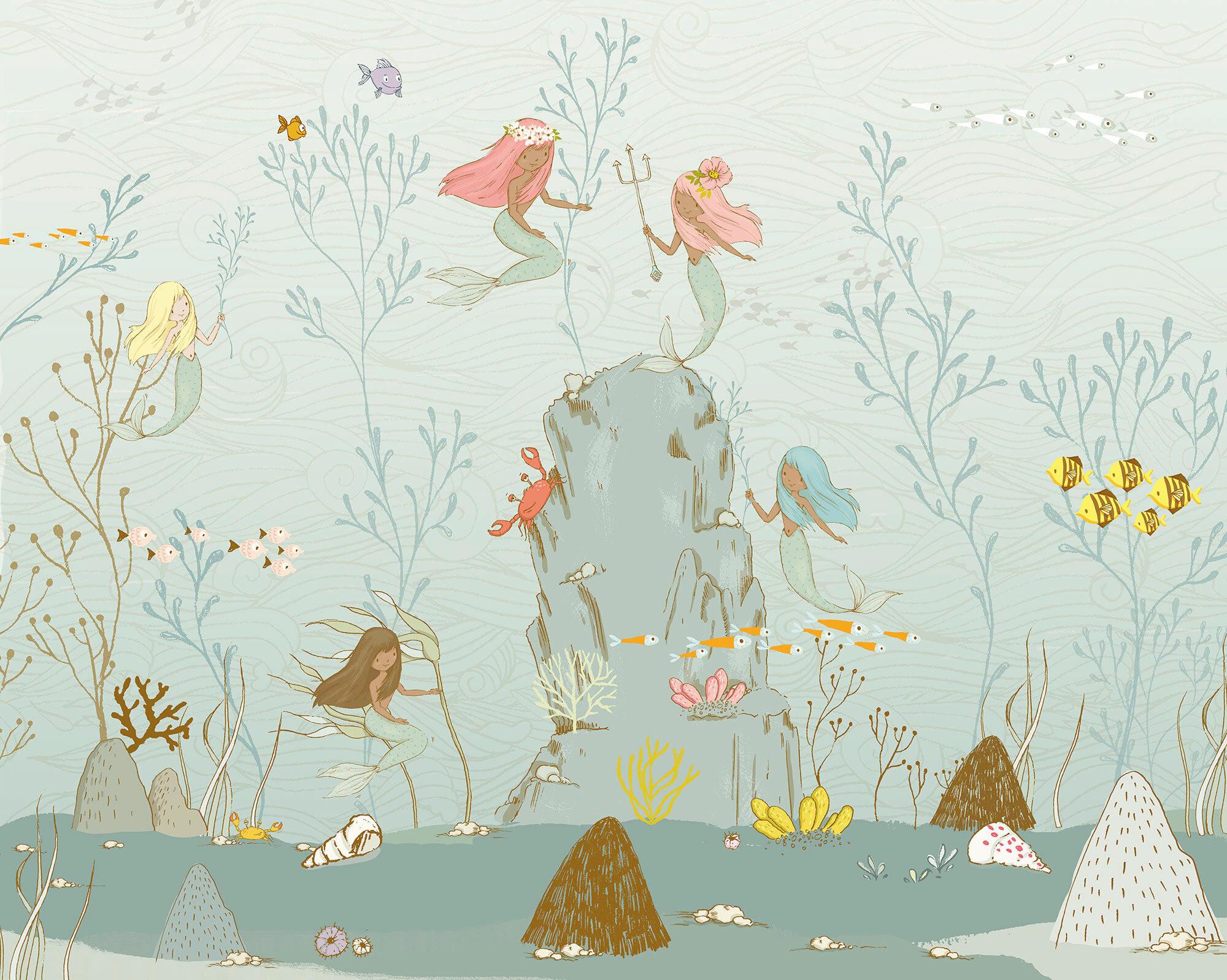 Fototapete Mermaids - Multicolor, Trend, Papier (300/280/1cm)