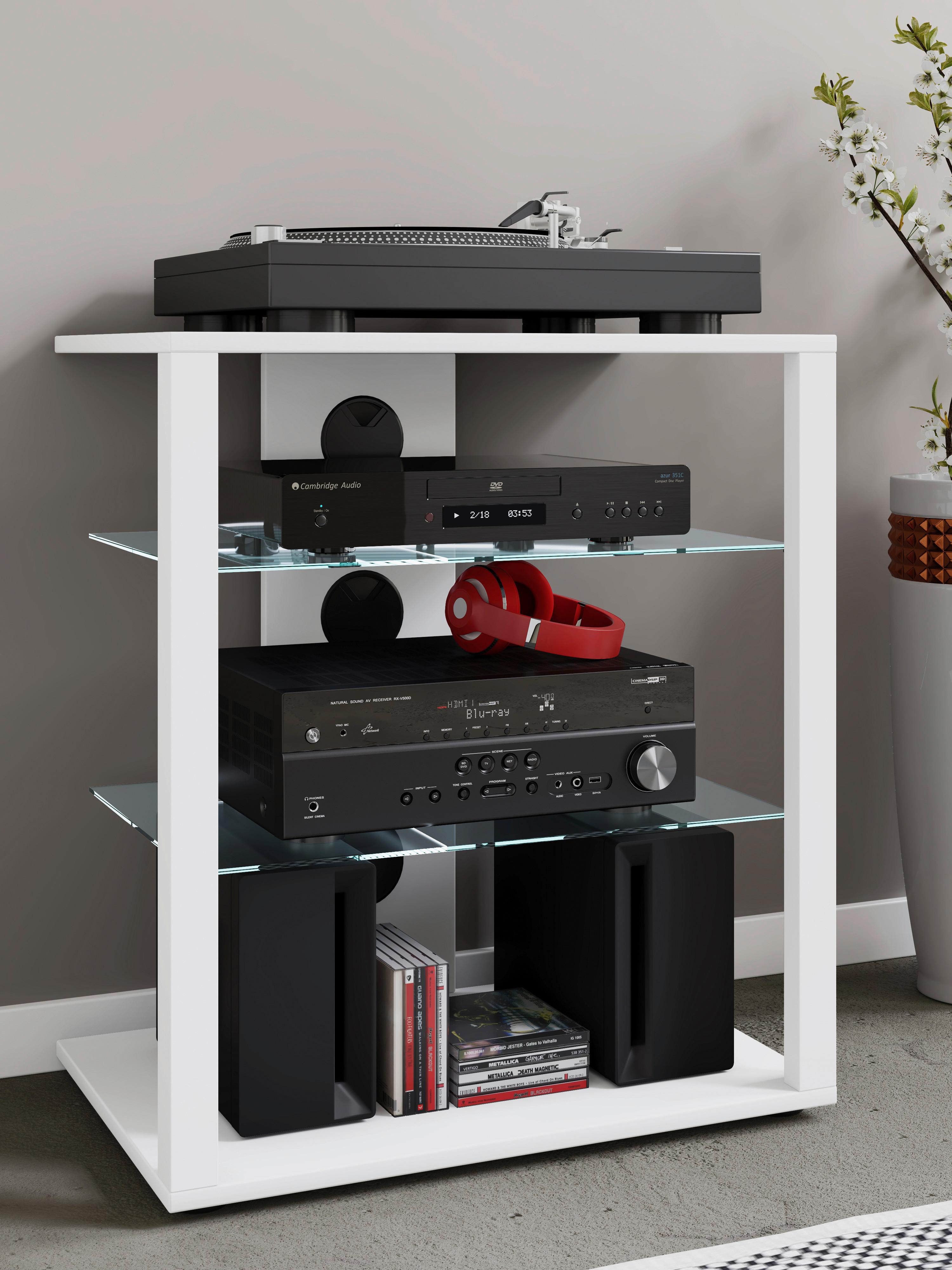 TV-Rack Folas B: 60 cm Weiß mit Kabeldurchlass - Schwarz/Weiß, Basics, Holzwerkstoff (60/70/41cm) - MID.YOU