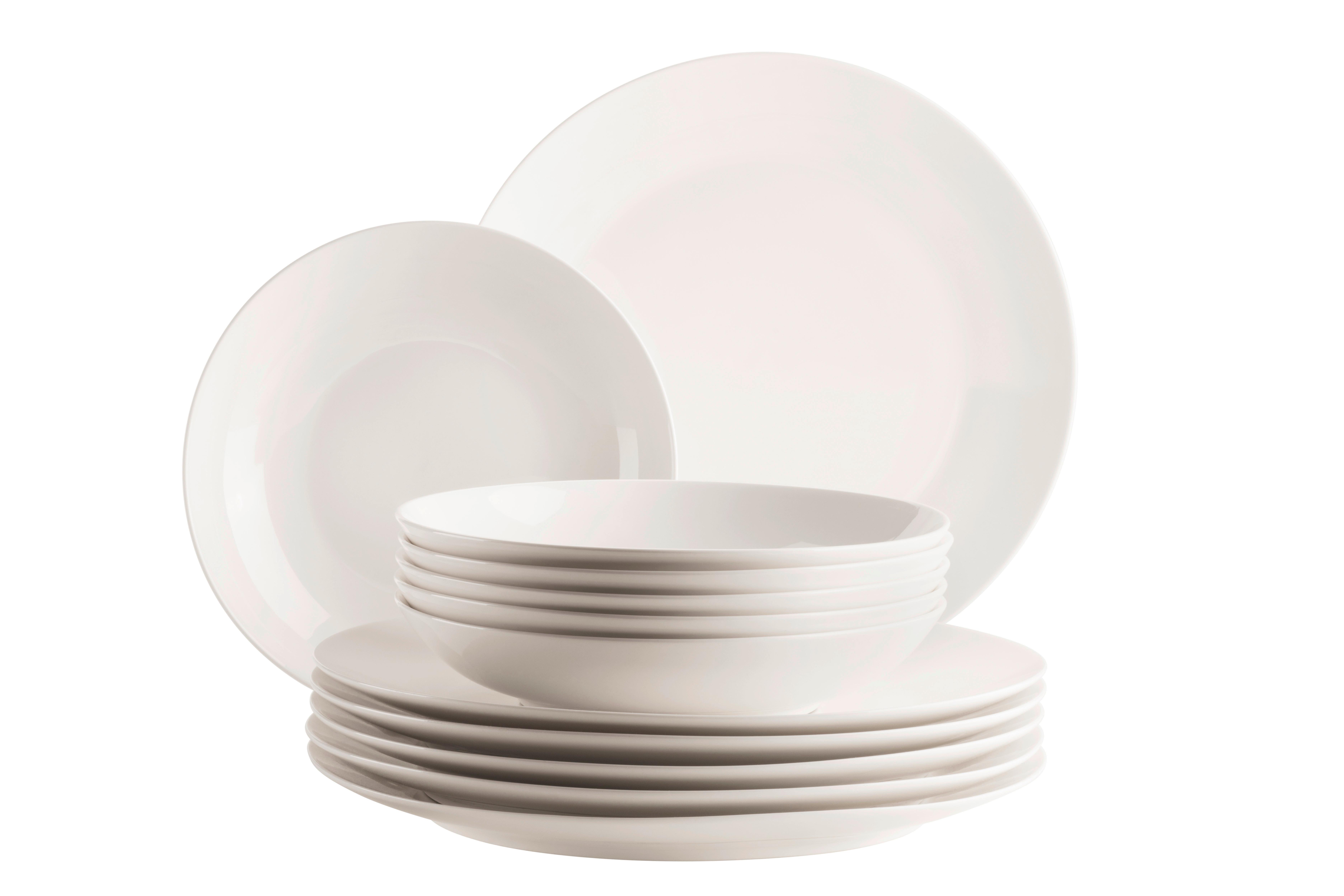 Tafelservice Belmira Weiß 12-teilig - Weiß, Basics, Keramik - Mäser