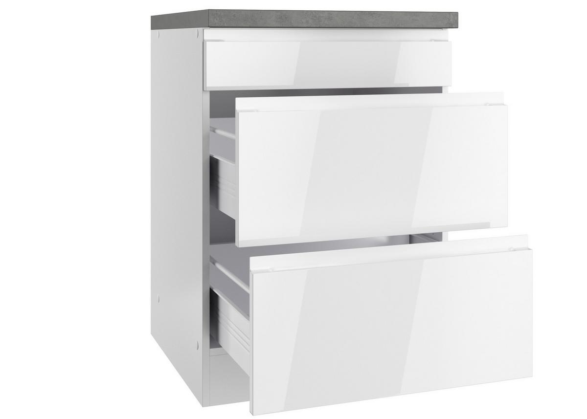Kochfeldumbauschrank Monza B: 60 Cm Weiß/grau - Weiß Hochglanz/Weiß, LIFESTYLE, Holzwerkstoff (60/86/60cm) - Held
