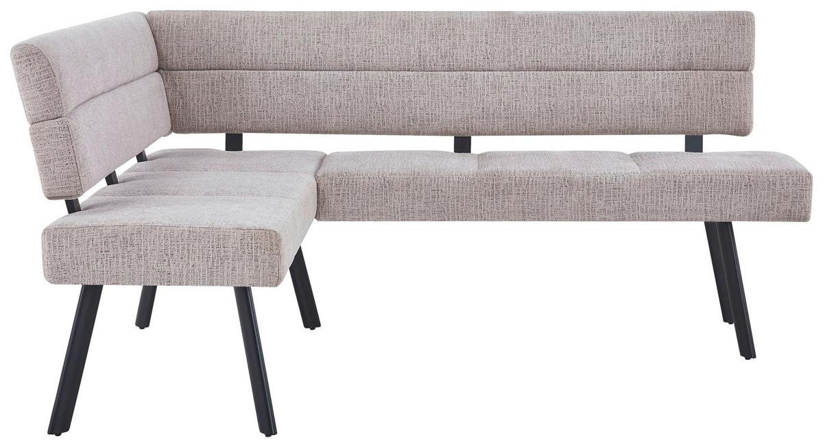 Eckbank Paros Beige, S: 150x190 cm - Beige/Schwarz, KONVENTIONELL, Textil/Metall (150/190cm) - MID.YOU