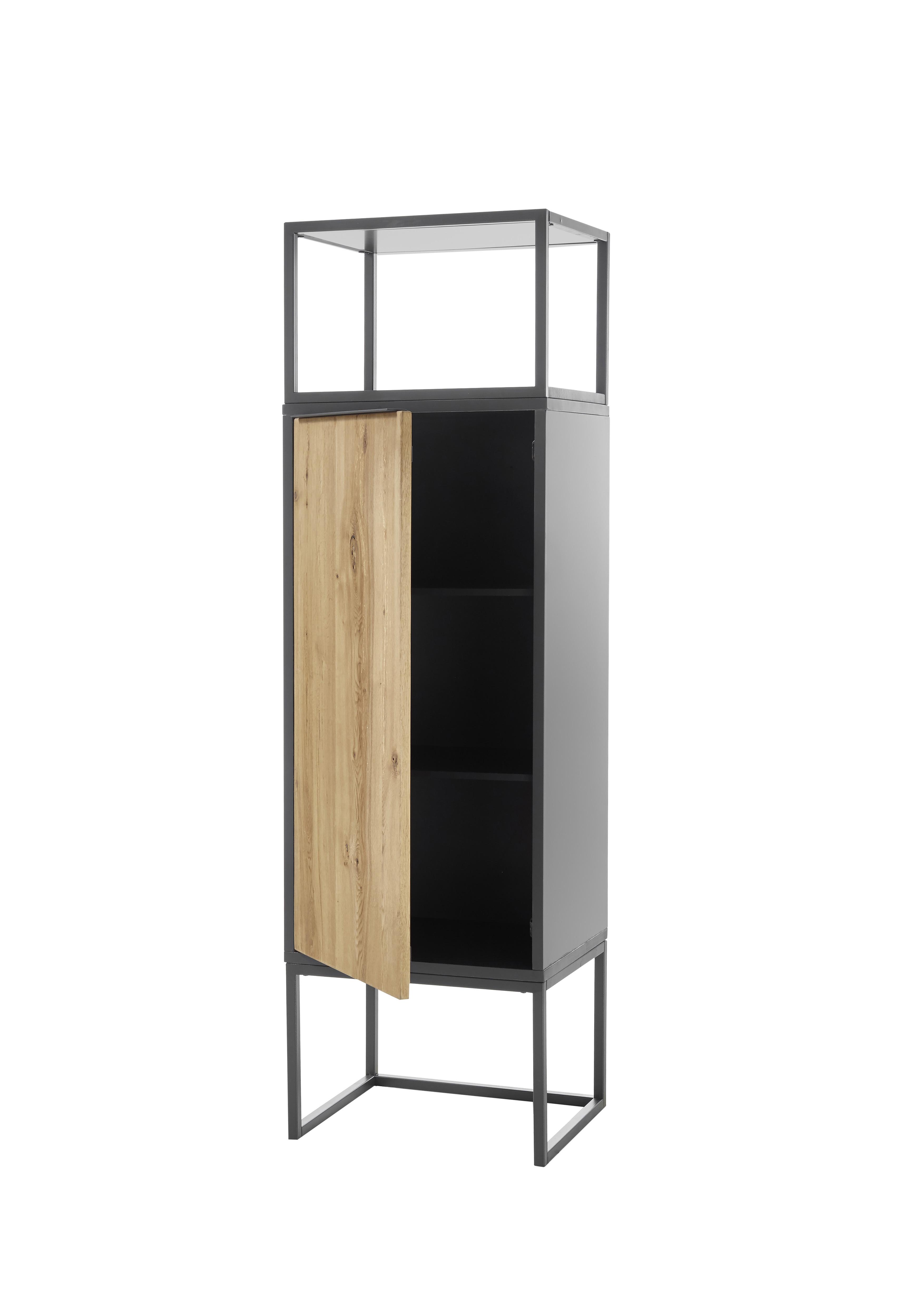 Regal mit Drehtür Asmara B: 50 cm Anthrazit/Eiche Dekor - Eichefarben/Anthrazit, MODERN, Holzwerkstoff (50/165/40cm) - Livetastic