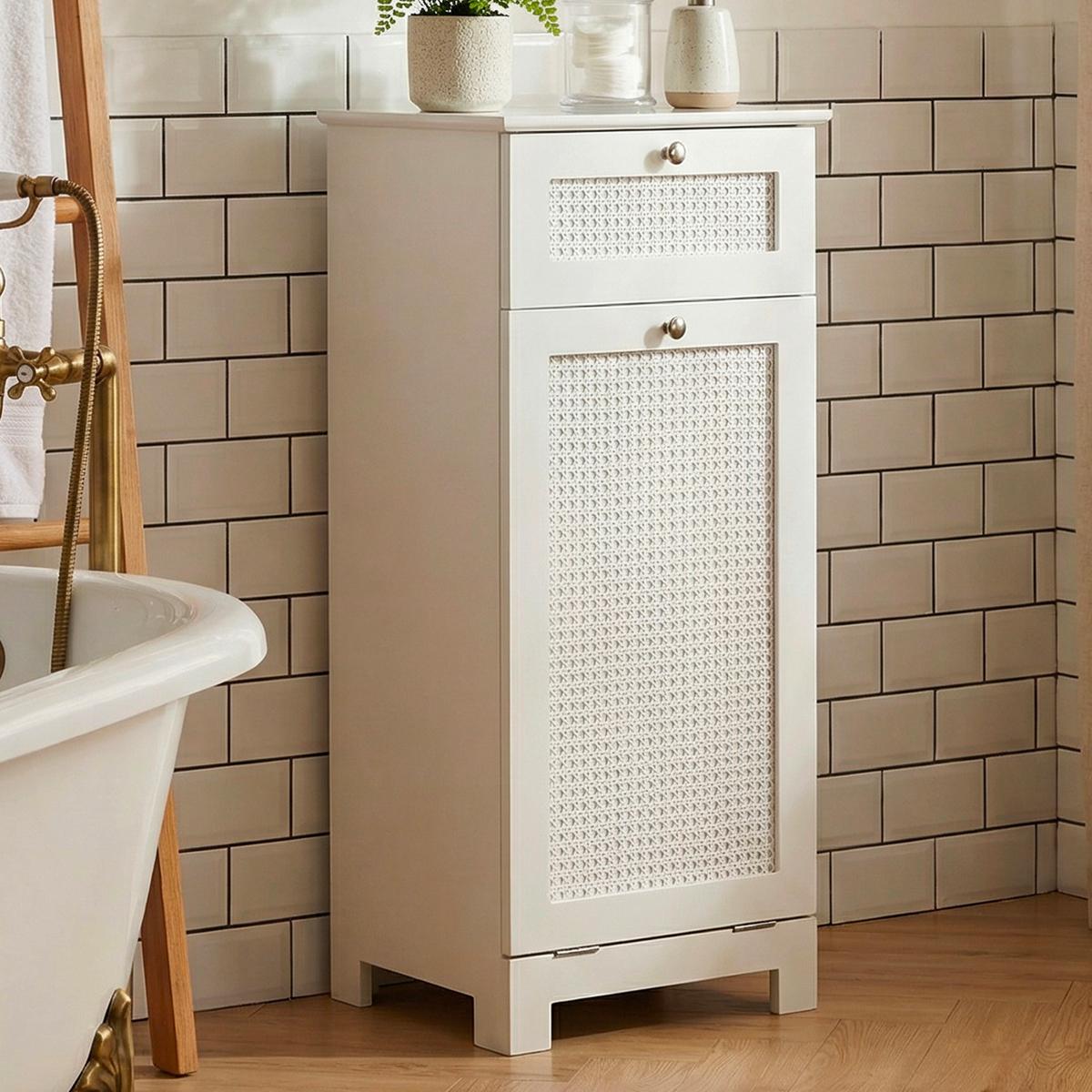 WÄSCHESCHRANK Weiß B: 40cm - Weiß, Design, Holzwerkstoff (40/90/38cm) - Livetastic