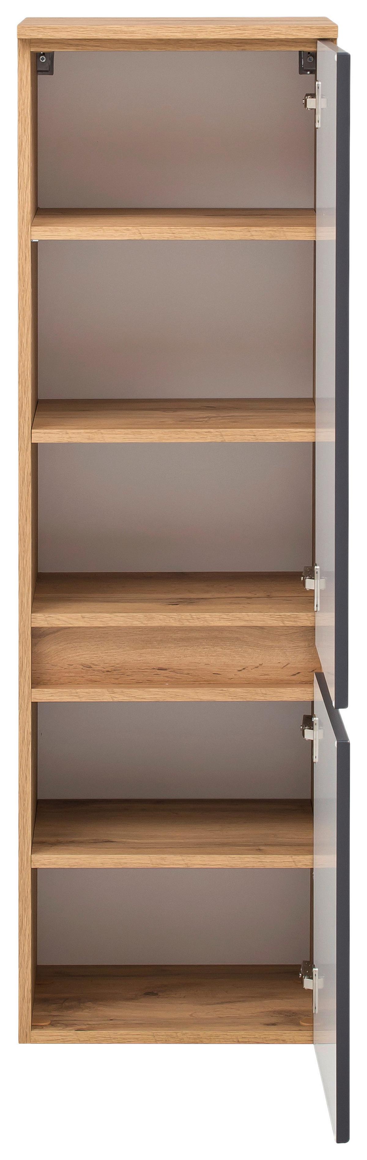 Midischrank Kopenhagen B: 40 Cm Grau/eiche Dekor - Eichefarben/Silberfarben, KONVENTIONELL, Holzwerkstoff (40/130/35cm) - Held