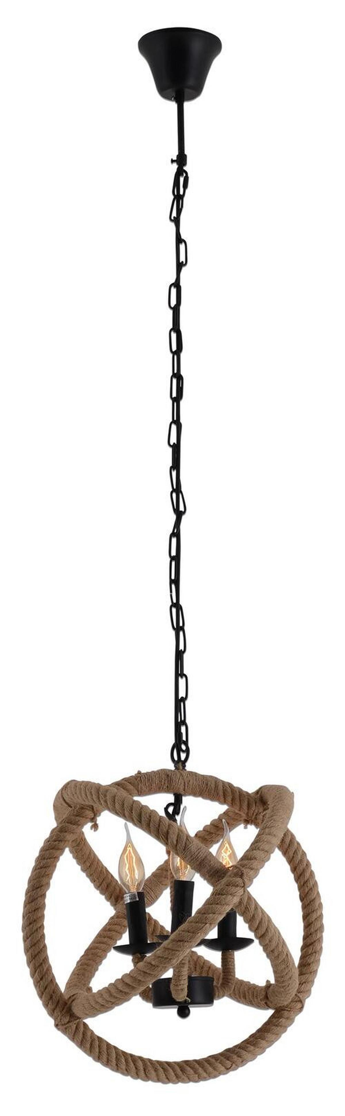 Hängeleuchte H: 150 cm 3-Flammig, Mit Seil - Beige/Braun, LIFESTYLE, Naturmaterialien/Metall (43/150cm) - Näve