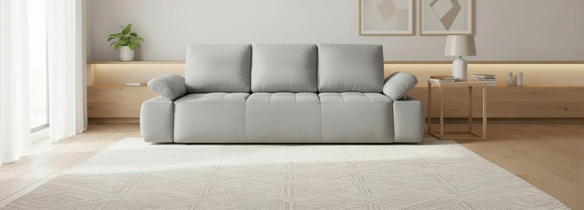 Schlafsofa Madox Hellgrau B: 255 cm - Hellgrau/Schwarz, Design, Textil (255/89/109cm) - MID.YOU