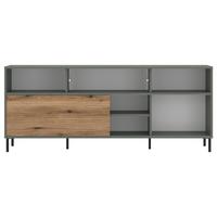 TV-Element Pozzi Graugrün/Eichefarben B: 180 cm - Eichefarben/Schwarz, Trend, Holzwerkstoff (180/73,2/40cm)