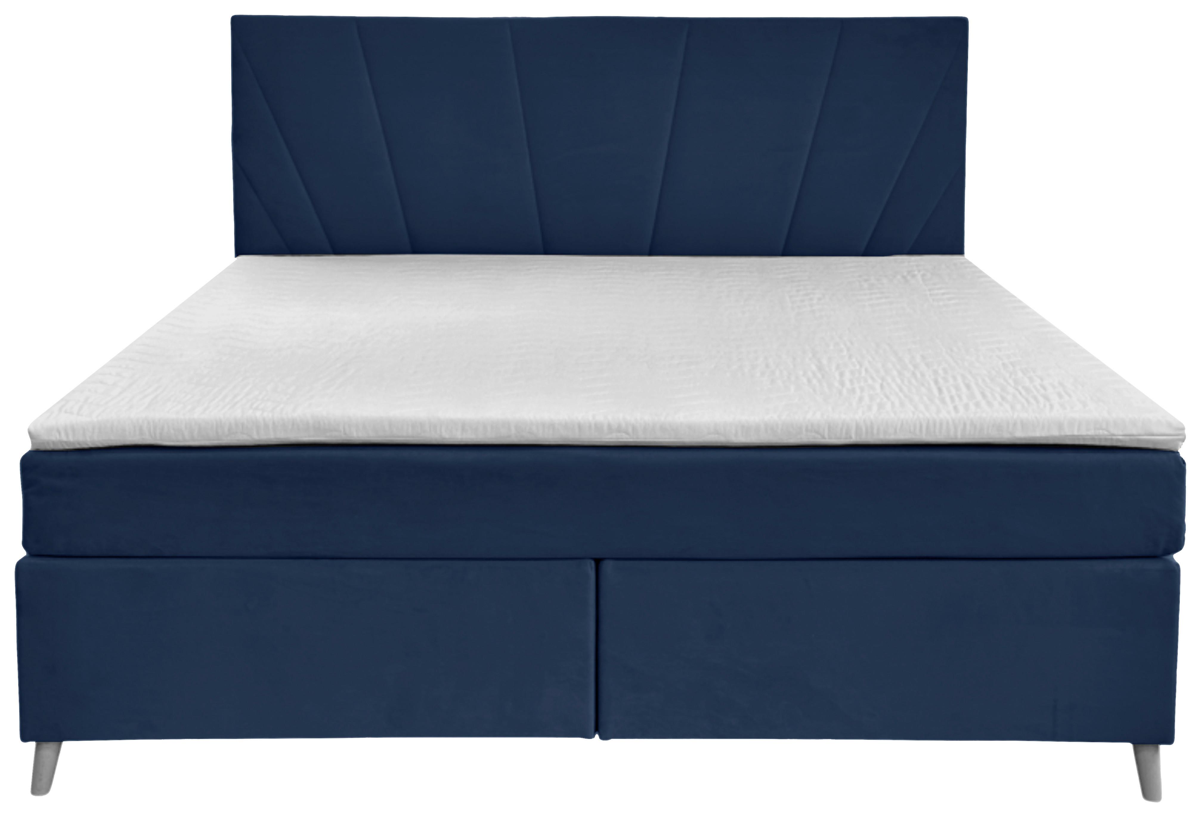 Boxbett Mit Topper Lucia 180x200 Cm Dunkelblau - Dunkelblau, Basics, Holzwerkstoff/Textil (180/200cm) - Livetastic