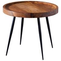 Príručný stolík Sheesham - čierna/farba indického palisandra, Design, kov/drevo (46/46/40cm) - MID.YOU