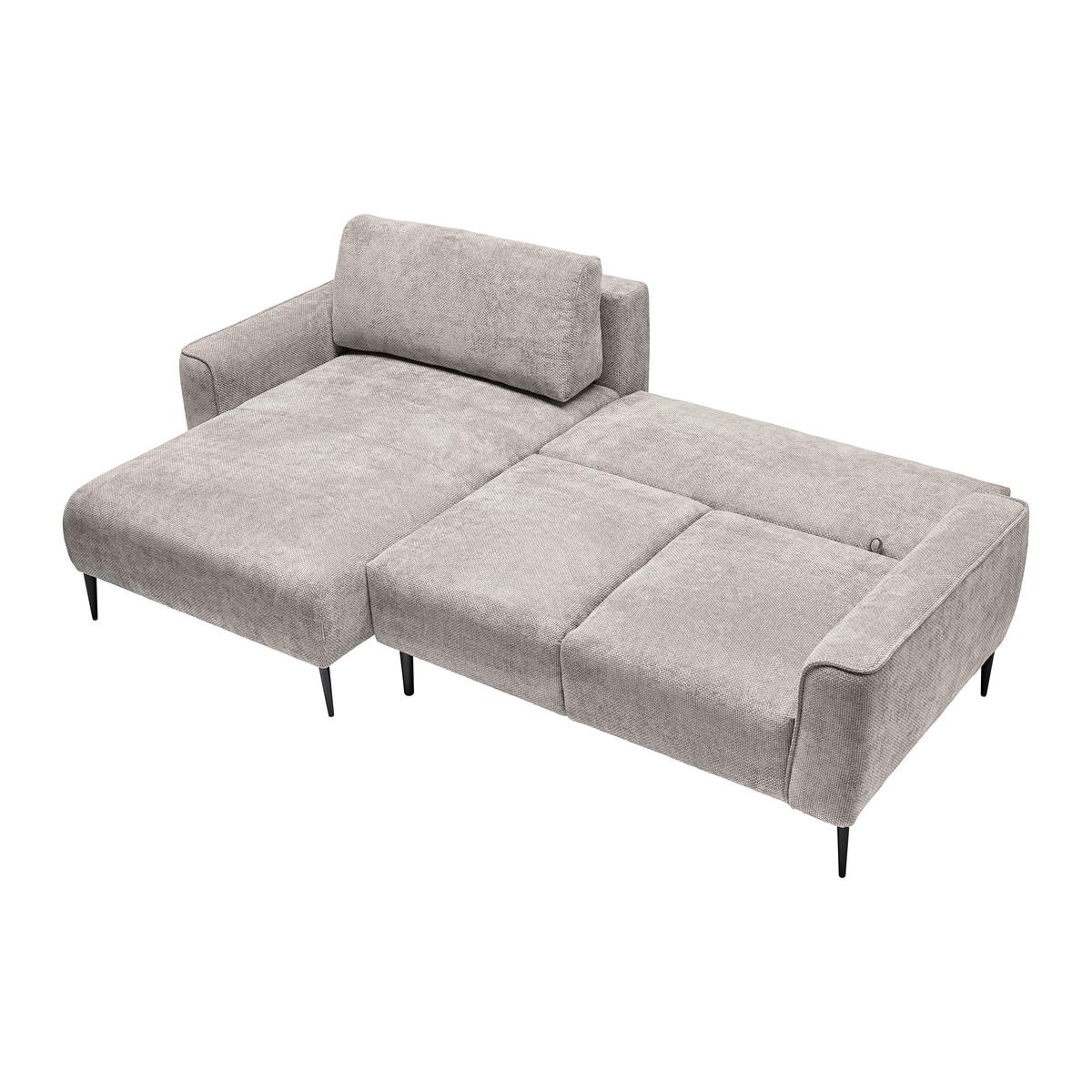 Rohová sedačka CUSTOM, ľavá, svetlosivá ženilka - čierna/svetlosivá, Modern, kov/textil (164/85/255cm) - Mömax