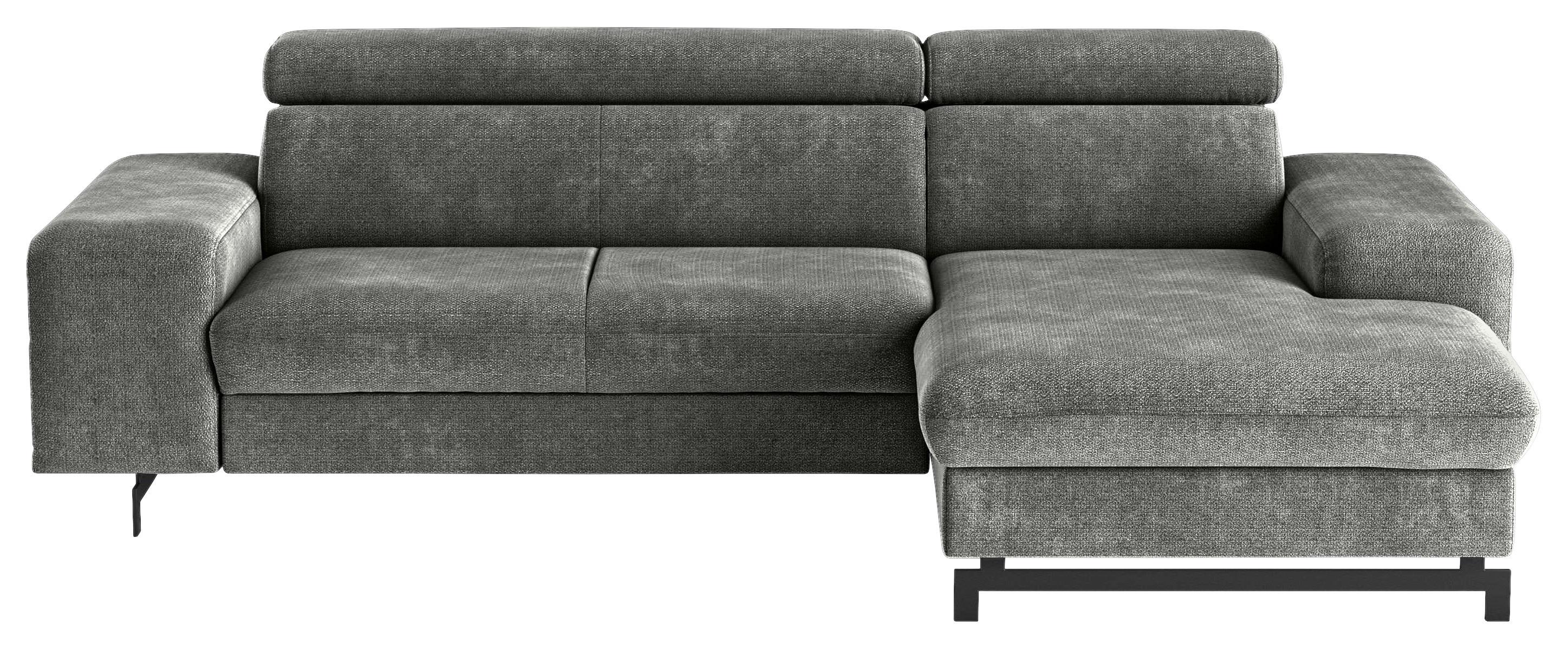 Ecksofa Mit Bettkasten Emma Grau 267x165 Cm - Schwarz/Grau, Textil (267/165cm) - MID.YOU