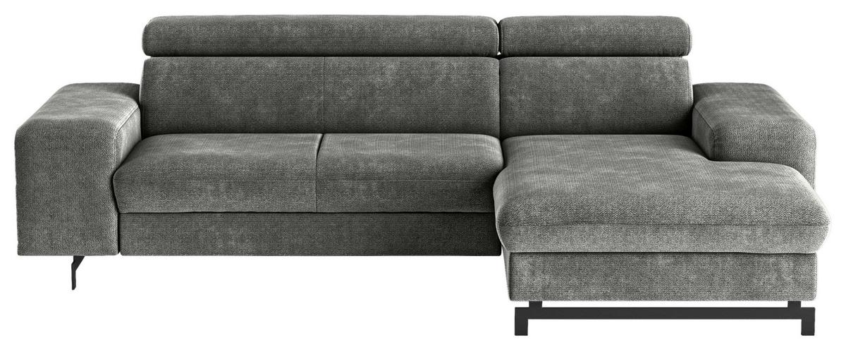 Ecksofa Mit Bettkasten Emma Grau 267x165 Cm - Schwarz/Grau, Textil (267/165cm) - MID.YOU