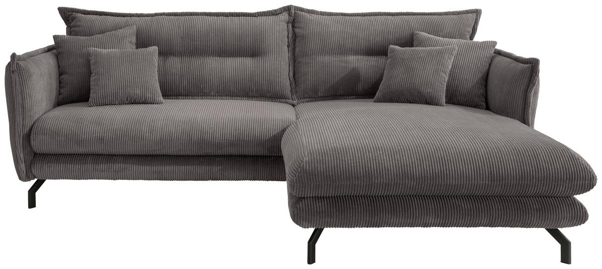 Ecksofa Lava S: 255/180 Cm - Schwarz/Grau, MODERN, Textil (255/180cm) - Livetastic