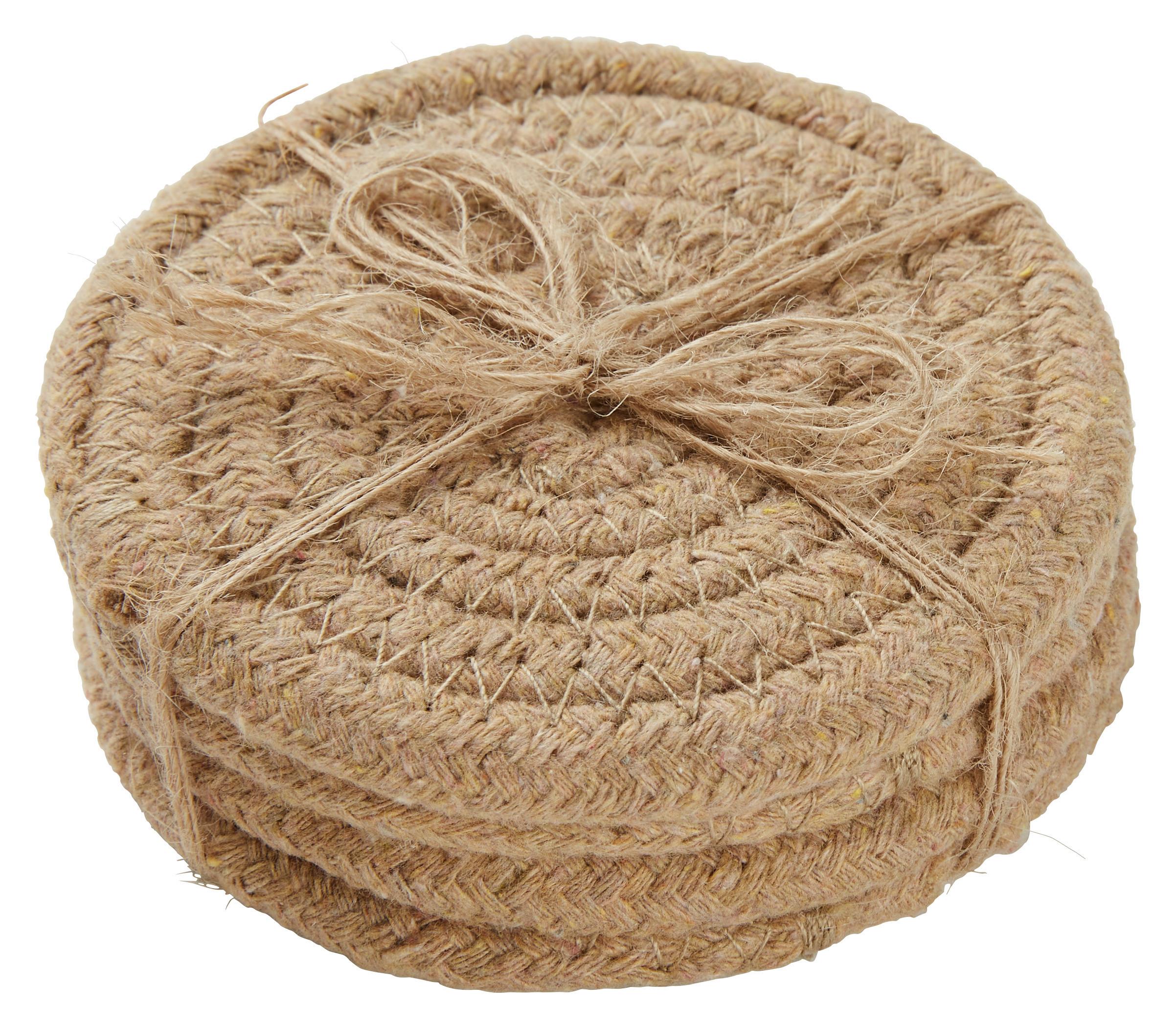 Sada podložiek Jute, Ø: 10,5cm, 4 ks/bal. - hnedá, prírodné materiály (10.5cm)
