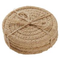 Sada podložiek Jute, Ø: 10,5cm, 4 ks/bal. - hnedá, prírodné materiály (10.5cm)