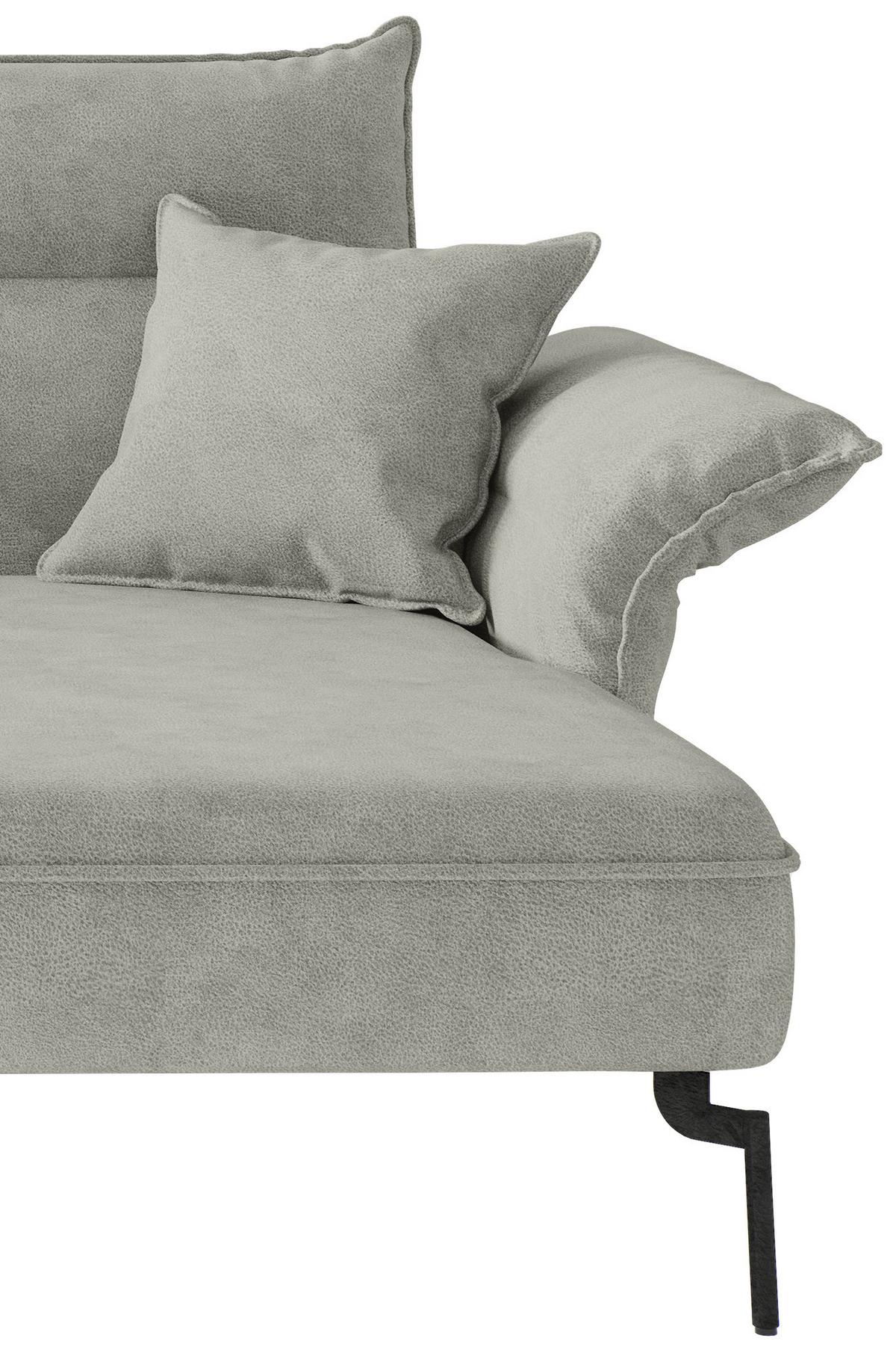 Ecksofa Jakarta - Edelstahlfarben/Hellgrau, Design, Textil (265/185cm) - Livetastic