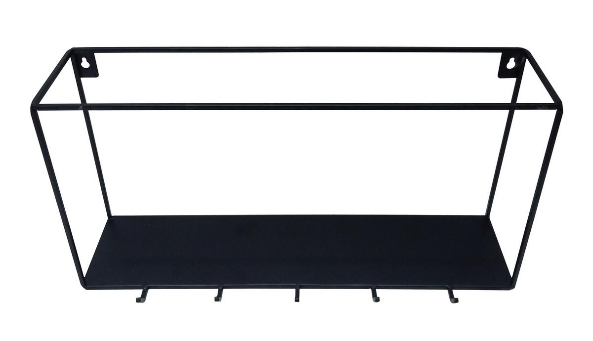 Nástenná polica MILA - čierna, Modern, kov (40/12,5/20cm) - Mömax