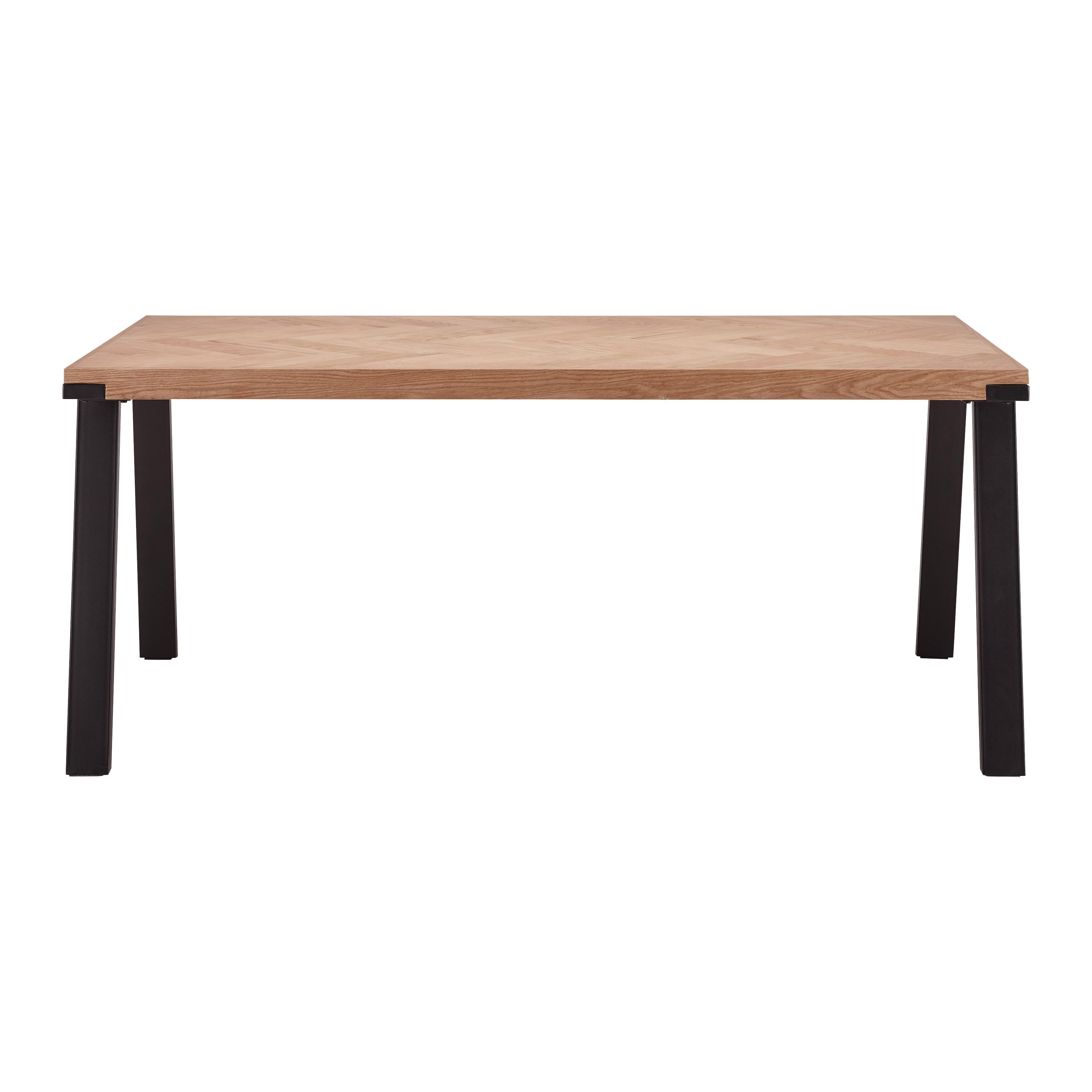 Jídelní Stůl Malin 180x90 Cm - černá/přírodní barvy, Moderní, kov/dřevo (180/90/76cm) - Bessagi Home